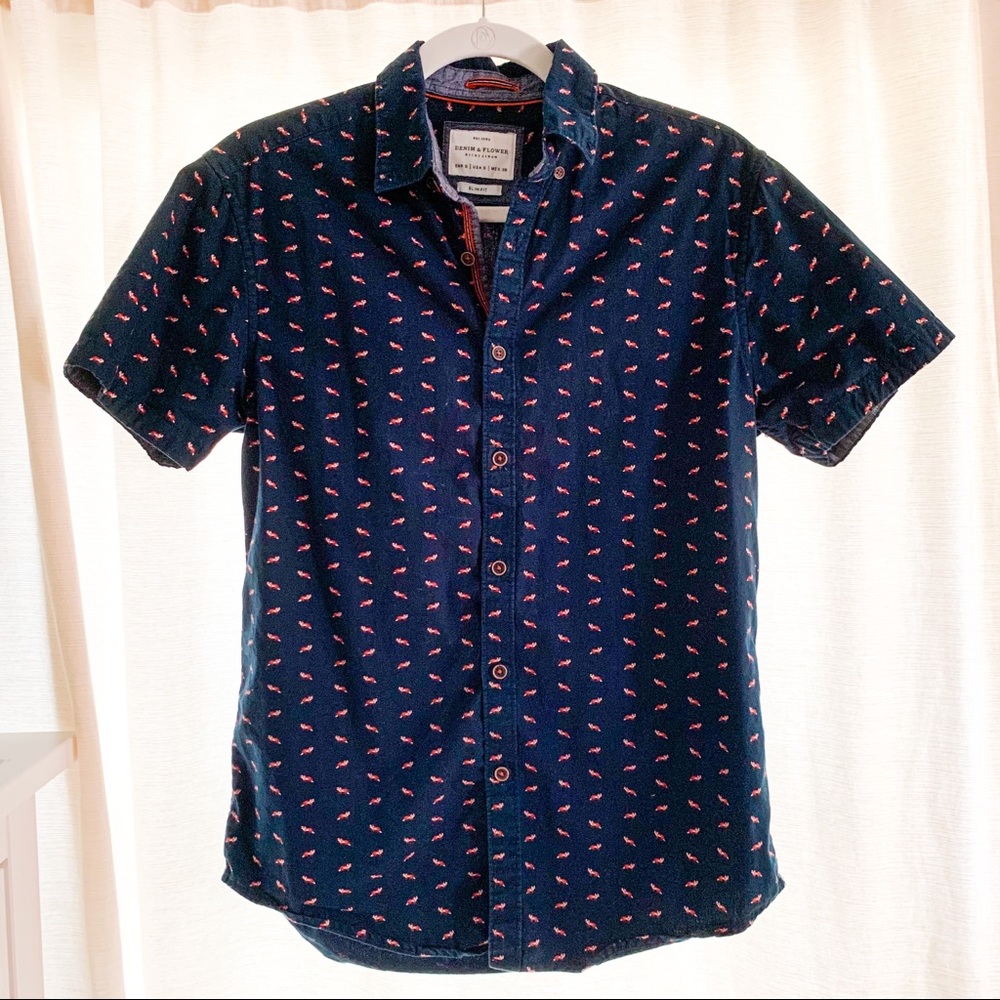 Denim & Flower Short Sleeve Fox Shirt 🦊
